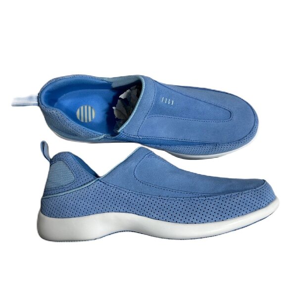 Lands' End Blue Suede Slip-On Loafers/Moc Comfort Shoes Size 7.5 D - Picture 1 of 4